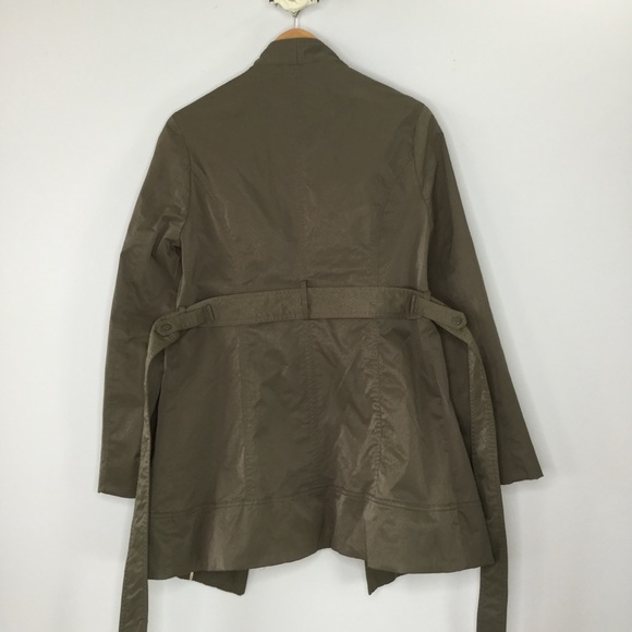 Kenar ruffle olive green trench rain coat - Picture 3 of 7